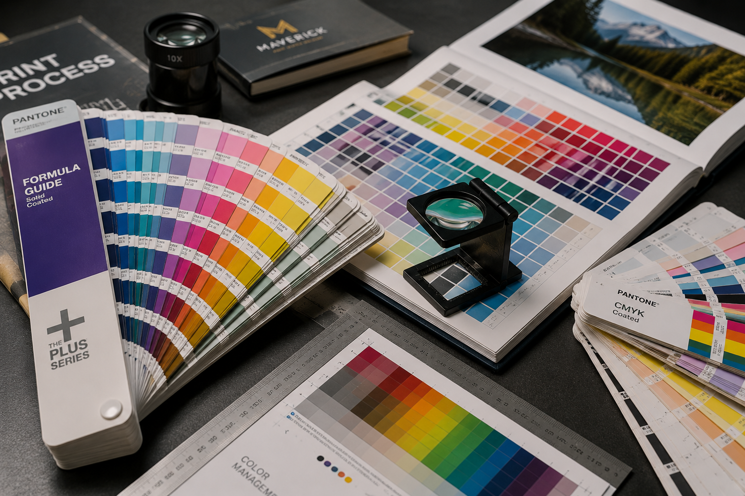 Print color management tools and production materials